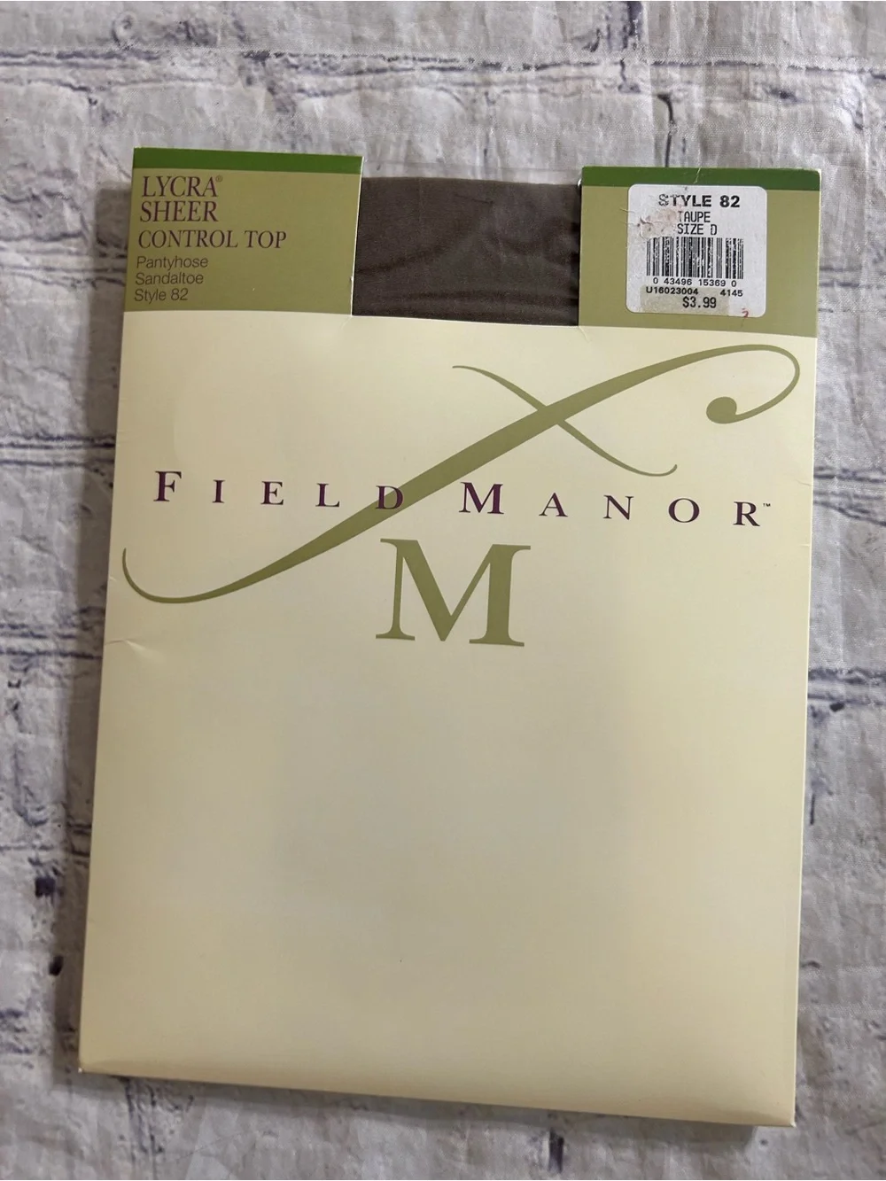 FIELD MANOR LYCRA SHEER PANTY TOP TAUPE/BEIGE SIZE D & CONTROL TOP TAUPE SIZE D